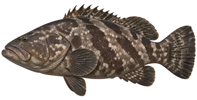 다금바리(Epinephelus bruneus) 옆모습 그림