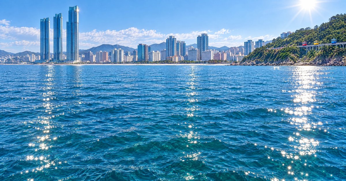 해운대 미포 낚시터 풍경 — 배 위에서 본 모습